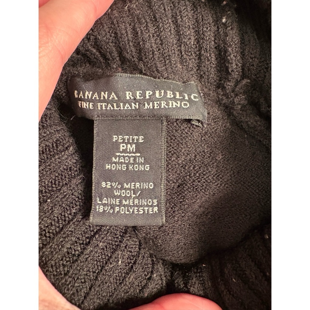 Banana republic black merino wool blend long sleeve turtle neck sweater - Picture 3 of 3
